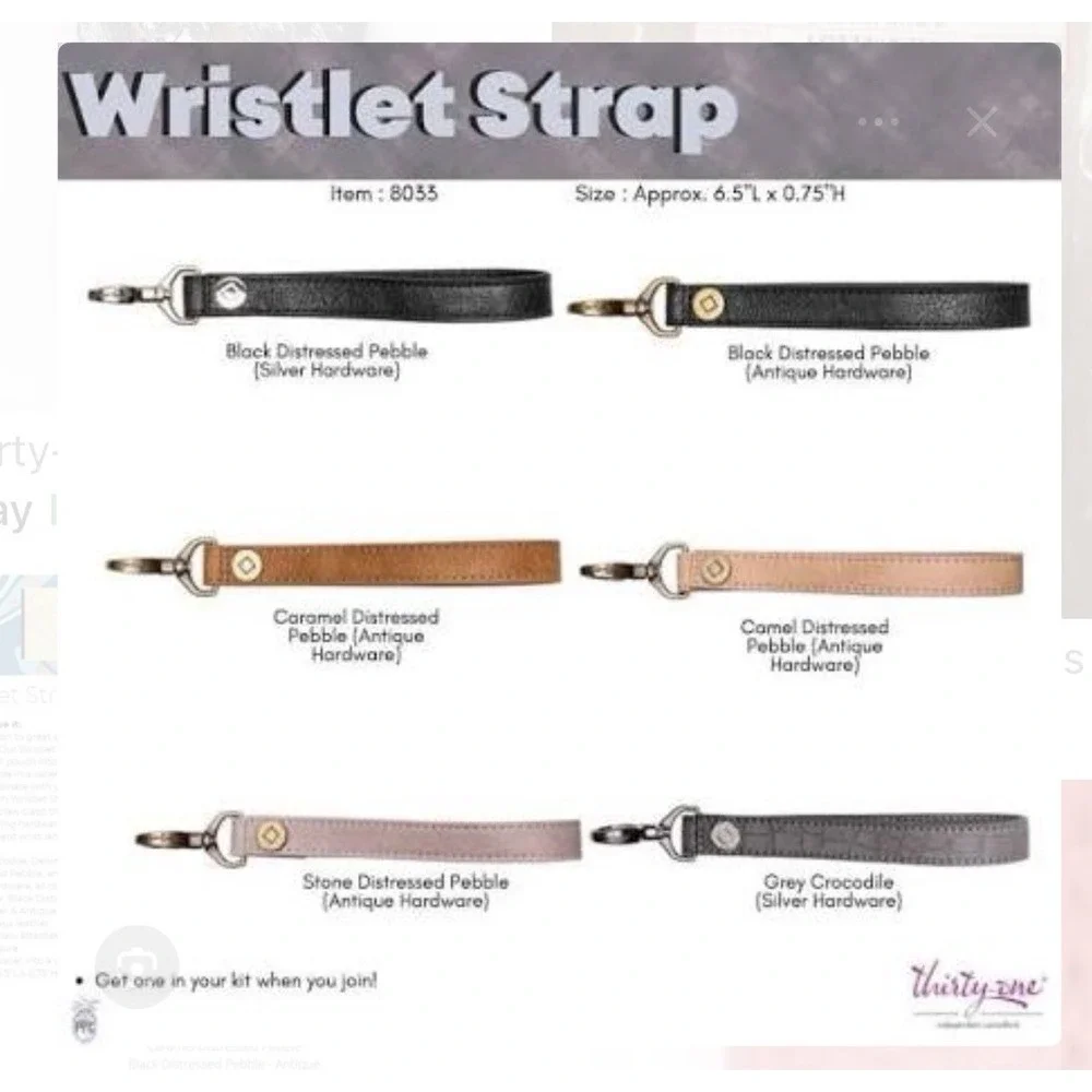 Thirty One 31 Wristlet Strap ~ Caramel / Camel Colored